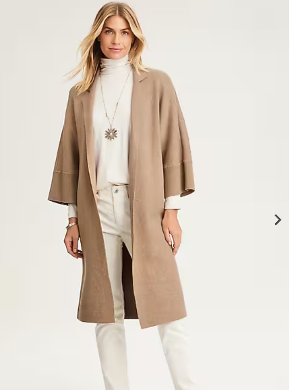 J. Jill Taupe Open-Front Knit Cardigan